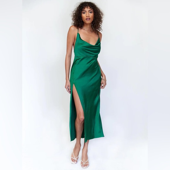 Lioness Walk the Line Midi Dress Green - Picture 1 of 4